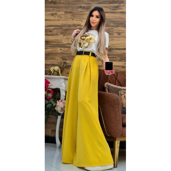 Панталон с колан  yellow